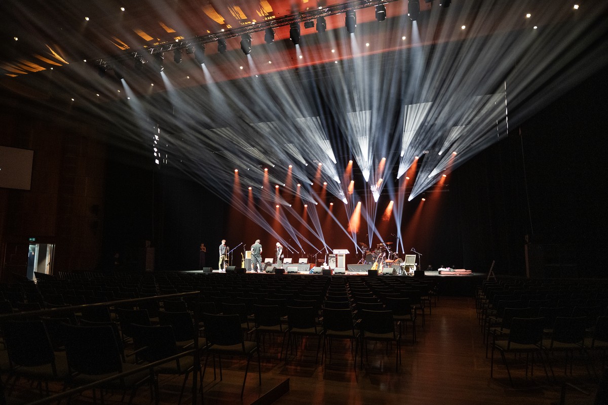 Une vue de l'Auditorium Stravinski lors d'une visite de presse du 2M2C (Centre de congres et dexposition) apres renovation le jeudi 28 mai 2026 a Montreux. Le 2m2c va accueillir la 60e edit ...
