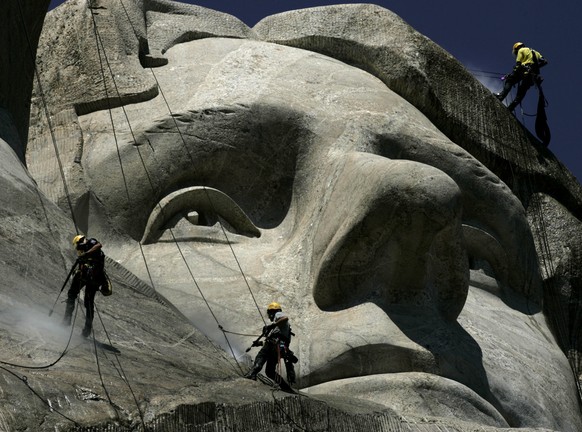 Das in Stein gemeisselte Bild von Thomas Jefferson im Mount Rushmore.