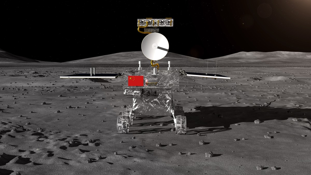 epa07258453 A handout photo made available by the Lunar Exploration and Space Engineering Center of China National Space Administration (CNSA) on 02 January 2019 shows an artist impression of the rove ...