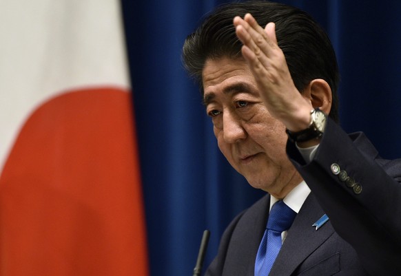 epa05443025 (FILE) A file picture dated 01 June 2016 shows Japanese Prime Minister Shinzo Abe during a press conference at Abe&#039;s official residence in Tokyo, Japan. On 27 July 2016, Prime Ministe ...