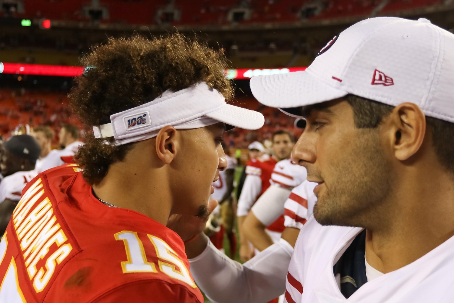 Bei ihrem letzten Duell im September 2018 gewann Mahomes und Garoppolo riss sich das Kreuzband.