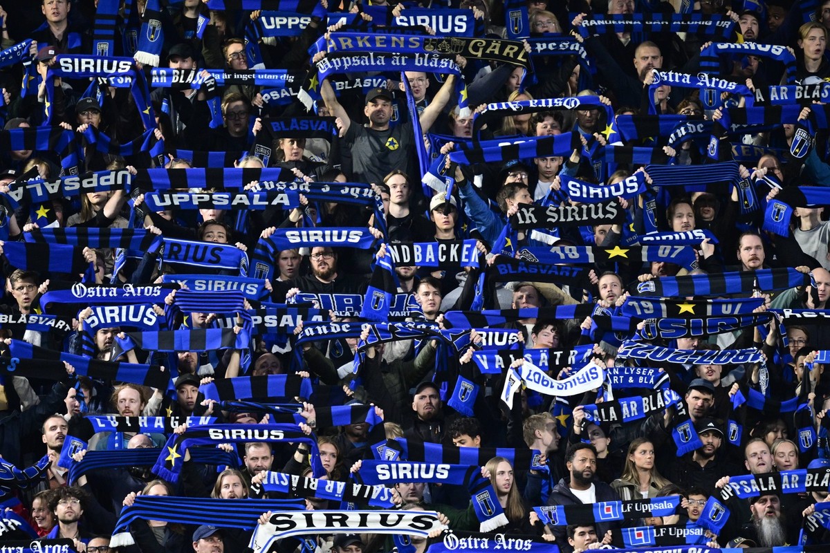 UPPSALA, SVERIGE 20260914 Sirius klack, fans, publik under mandagens fotbollsmatch i allsvenskan mellan IK Sirius FK och Degerfors IF pa Studenternas. UPPSALA SVERIGE x10030x *** UPPSALA, SWEDEN 20260 ...