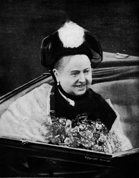 One of the only known photos ever taken of British Queen Victoria smiling, 1897. Despite her reputation as a serious, humorless monarch (epitomized by the apocryphal quote &quot;We are not amused&quot ...