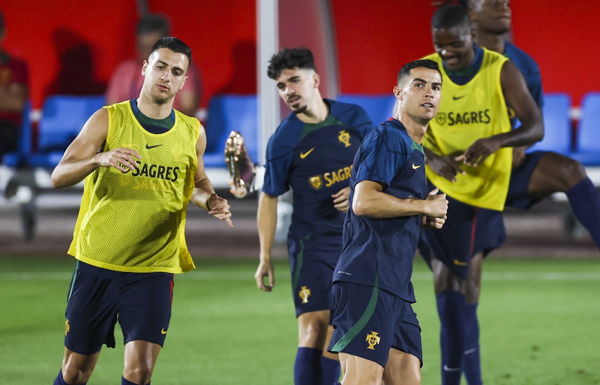 Les Portugais à l'entraînement.