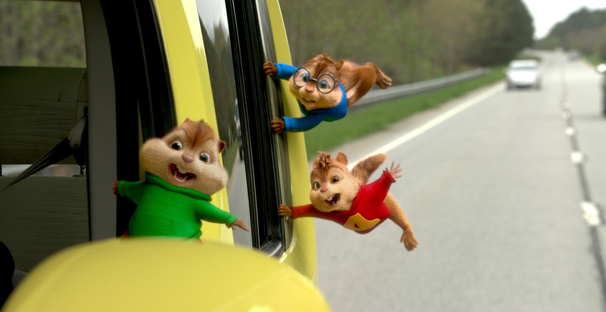 This photo provided by courtesy of Twentieth Century Fox shows, Theodore, Alvin, and Simon on a wild road chip in "Alvin and the Chipmunks: The Road Chip." The animated movie opens in U.S. ...