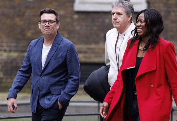 epa12861497 (L-R) Mayor of Greater Manchester Andy Burnham, Metro Mayor of the Liverpool City Region Steve Rotheram, Miatta Fahnbulleh MP, Mayor of North East Kim McGuinness arrive at Downing Street f ...
