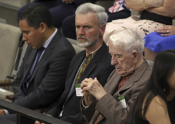 Yaroslav Hunka, right, waits for the arrival of Ukrainian President Volodymyr Zelenskyy in the House of Commons in Ottawa, Onatario on Friday, Sept. 22, 2023. The speaker of Canada?s House of Commons  ...