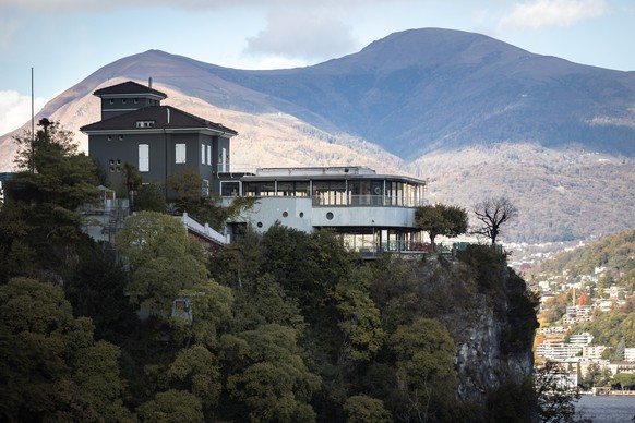 Aerial view of Capo San Martino, a prestigious building overlooking Lake Ceresio, now in a state of neglect but with a redevelopment project by architect and FC Sion president Christian Constantin, in ...