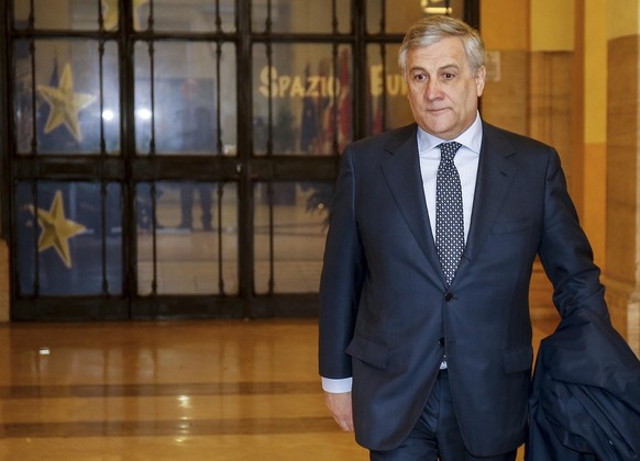 epa06574583 European Parliament President Antonio Tajani exit from the Rome headquarters of the European Parlament in Rome, Italy, 02 March 2018. European Parliament President Antonio Tajani visits Fo ...