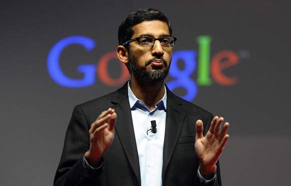 FILE - In this Monday, March 2, 2015 file photo, Sundar Pichai, senior vice president of Android, Chrome and Apps, talks during a conference during the Mobile World Congress, the world's largest mobil ...