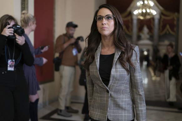 FILE - Rep. Lauren Boebert, R-Colo., walks to the House chamber as the House meets for the third day to elect a speaker and convene the 118th Congress on Capitol Hill in Washington, Thursday, Jan. 5,  ...