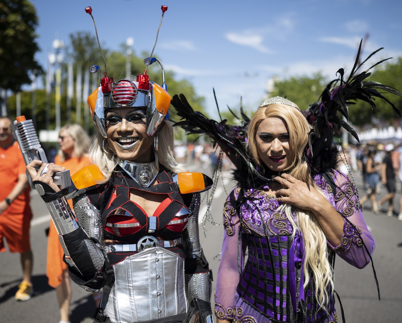 epa10118428 Thousands of people attend the 29th Street Parade in the city center of Zurich, Switzerland, 13 August 2022. The annual dance music event Street Parade runs this year under the motto &#039 ...