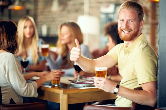 Drinking beer with friends.