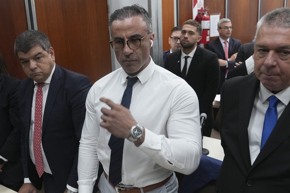 Neurologist Leopoldo Luque, who served as Diego Maradona&#039;s doctor, stands in court on the first day of a trial for allged homicide by negligence against the medical team who treated the late socc ...