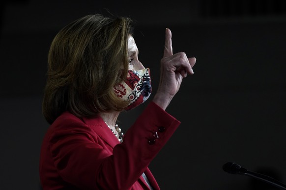 House Speaker Nancy Pelosi of Calif., speaks to the media, Wednesday Dec. 30, 2020, on Capitol Hill in Washington. (AP Photo/Jacquelyn Martin)
Nancy Pelosi