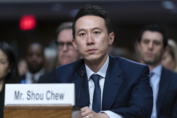 TikTok CEO Shou Zi Chew speaks during a Senate Judiciary Committee hearing with other social media platform heads on Capitol Hill in Washington, Wednesday, Jan. 31, 2024, to discuss child safety onlin ...