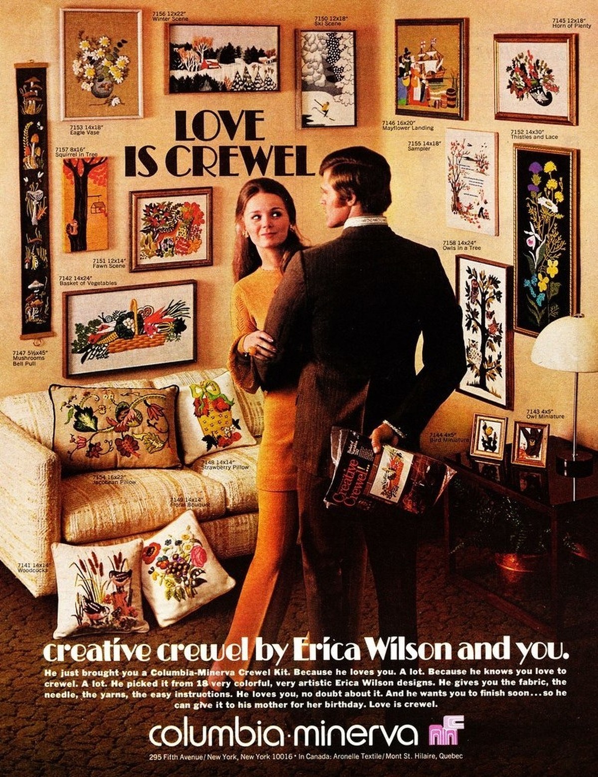 Die 1970er – als Häkeln und Stricken sexy waren. 
https://flashbak.com/yarnvertising-diy-fashion-adverts-of-the-1970s-25787/