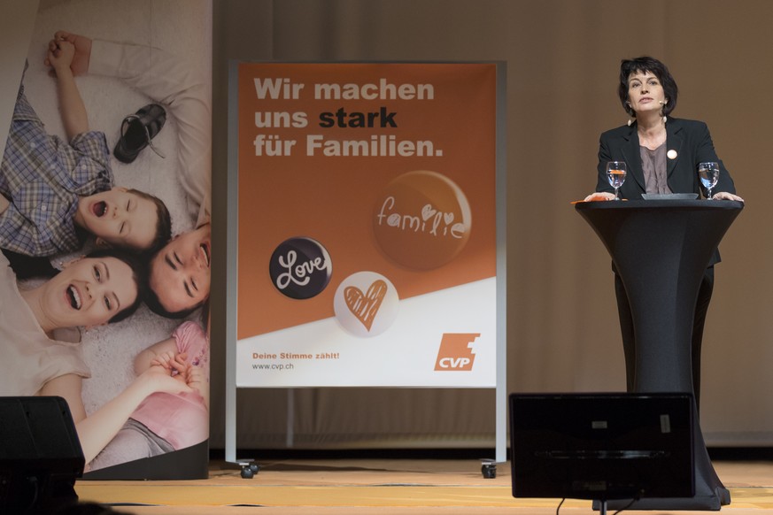 Bundesrätin Doris Leuthard fordert an der CVP-Delegiertenversammlung mehr Vertrauen in die Politik und verurteilt populistische Strategien anderer Parteien. &nbsp;