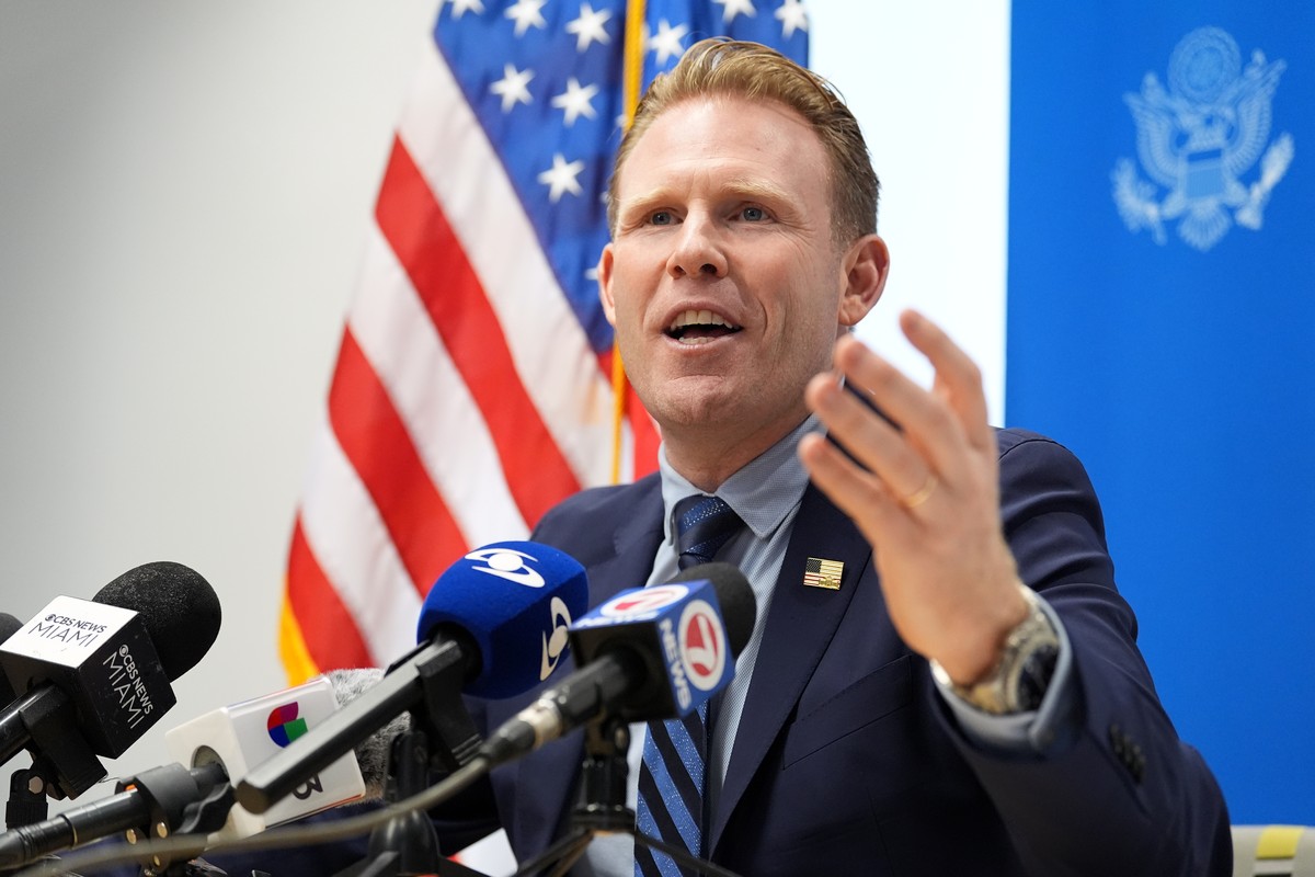 Andrew Giuliani, head of the The White House Task Force on the FIFA World Cup 2026, speaks to the press during a briefing, Thursday, June 4, 2026, in Miami, about security for the World Cup soccer tou ...