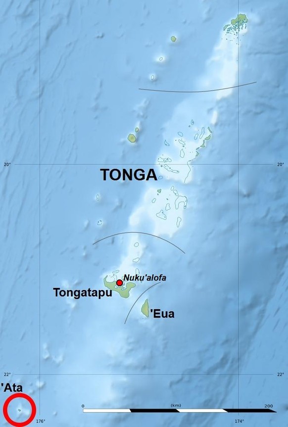 'Ata und 'Eua im Tonga-Archipel. 