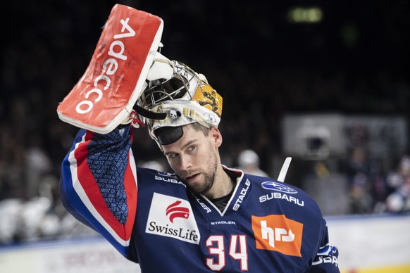 Zuerichs Torhueter Joni Ortio reagiert im Eishockeyspiel der National League zwischen den ZSC Lions und dem HC Lugano am Dienstag, 12. November 2019, im Zuercher Hallenstadion. (KEYSTONE/Ennio Leanza)