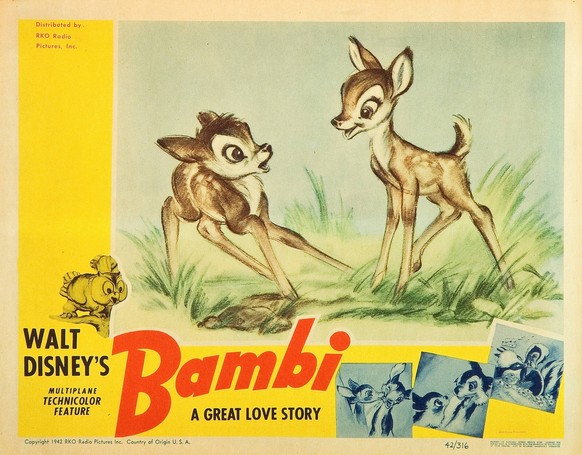 Animated Film, Bambi (Disney/RKO, 1942). Lobby Card File Reference 33595_550THA Hollywood CA USA PUBLICATIONxINxGERxSUIxAUTxONLY Copyright: xCinemaxLegacyxCollection/ThexHollywoodxArchivex 33595_550TH ...