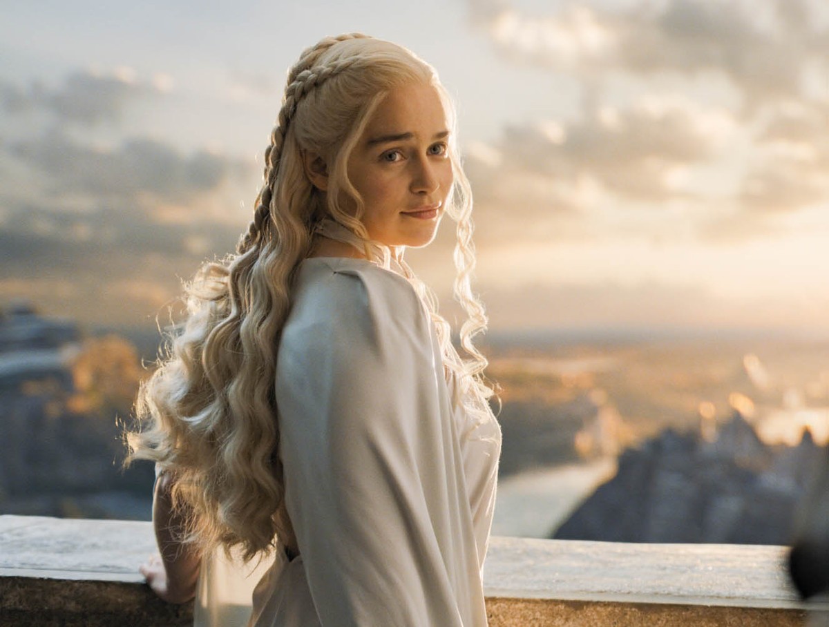 In this image released by HBO, Emilia Clarke appears in a scene from "Game of Thrones." The 28-year-old Clarke, who plays menacing, white-haired Daenerys Targaryen, aka Khaleesi, aka Mother  ...