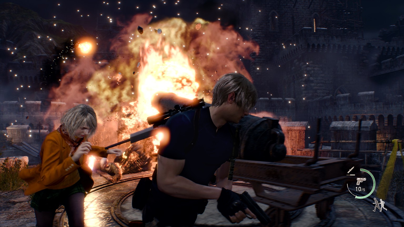 Review von Resident Evil 4: Wilde Kämpfe und grosse Explosionen stehen auch bei den Eskort-Missionen stets an der Tagesordnung.