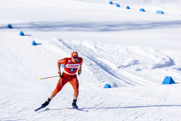 KEYPIX - Valerio Grond of Switzerland competes, during the men's team sprint qualification free skiing race, during the FIS Cross-Country World Cup at the Nordic Center Goms, in Geschinen, Switze ...