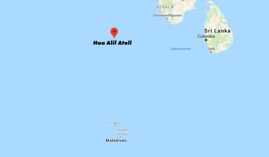 Hier befindet sich Dhidhdhoo und das Haa Alif Atoll, rund 300 Kilometer nördlich der Hauptstadt Malé.