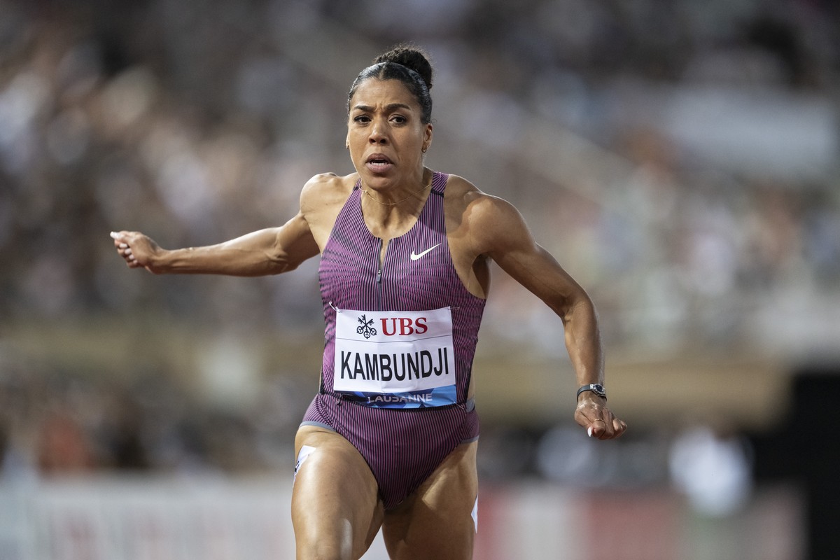 Mujinga Kambundji of Switzerland competes in the 100m Women during the World Athletics Diamond League Athletissima athletics meeting at the Stade Olympique de la Pontaise in Lausanne, Switzerland, Thu ...