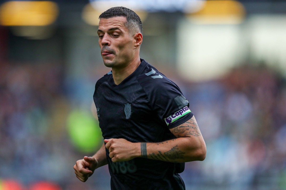 Premier League Burnley v Sunderland Granit Xhaka of Sunderland during the Premier League match Burnley vs Sunderland at Turf Moor, Burnley, United Kingdom, 23rd August 2025 Photo by Jorge Horsted/News ...