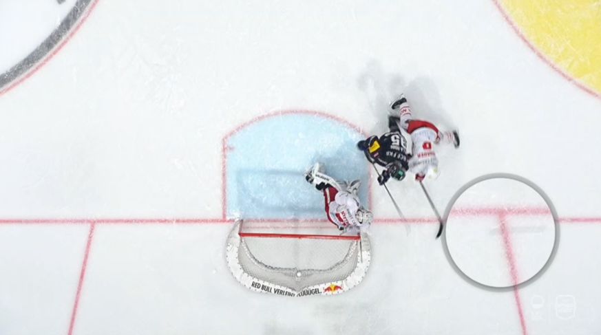 Im Kreis ist der Puck verzogen zu sehen.