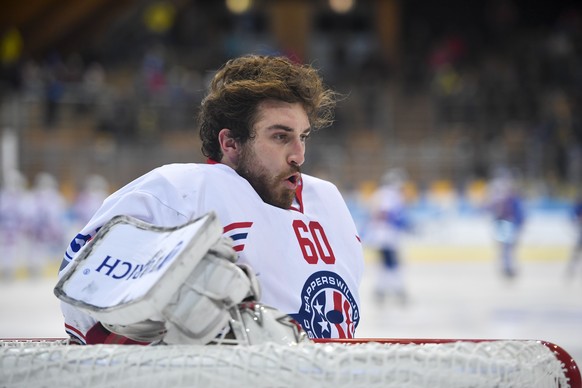 SC Rapperswil-Jona Lakers Torhueter Melvin Nyffeler, im Viertelfinale des Swiss Ice Hockey Cup zwischen dem HC Davos und den Rapperswil-Jona Lakers, am Dienstag, 27. November 2018, in der Vaillant Are ...