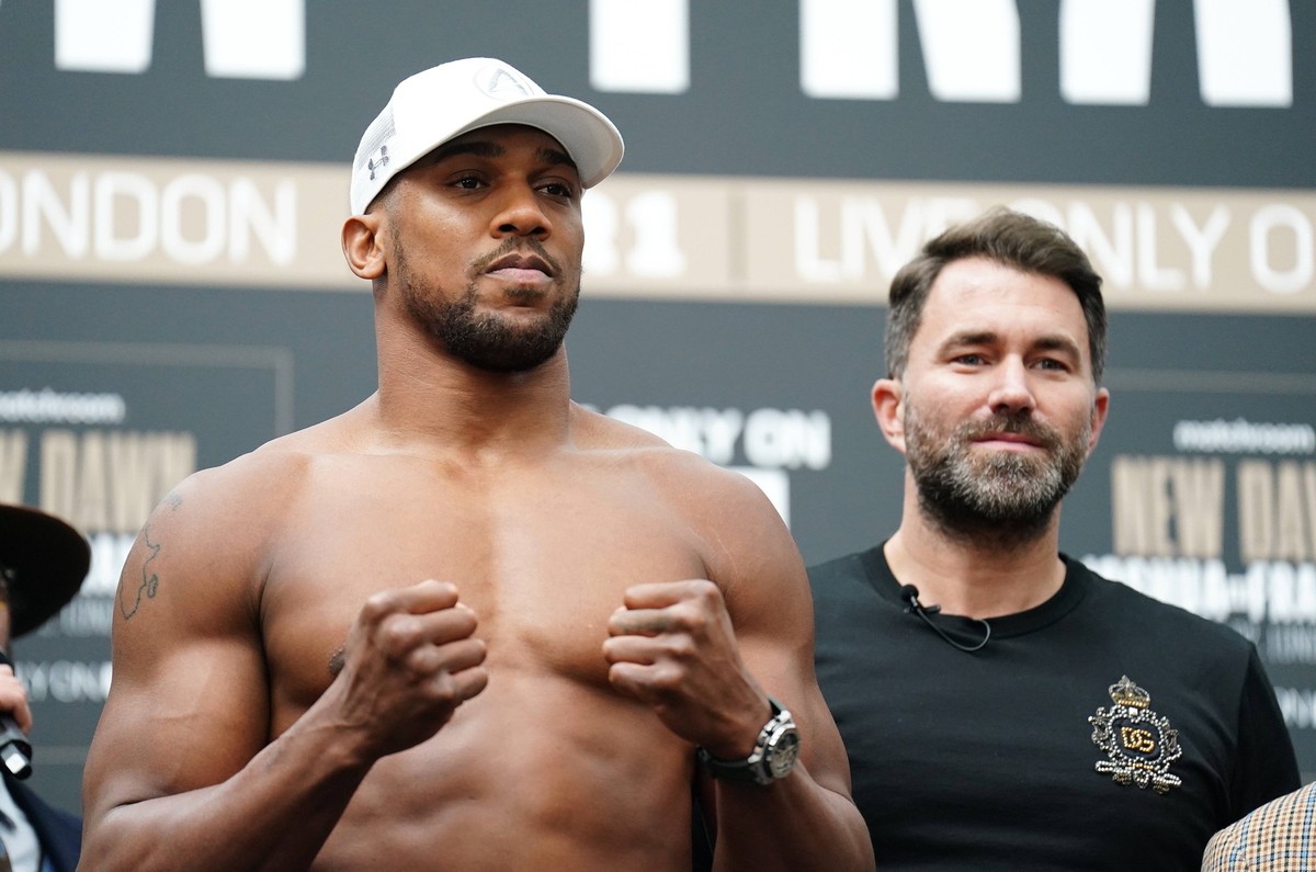 Anthony Joshua and Eddie Hearn file photo File photo dated 31-03-2023 of Anthony Joshua and promoter Eddie Hearn. Anthony Joshua could call time on his boxing career at the end of 2026 or even next ye ...
