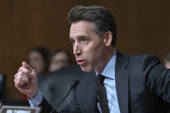 Sen. Josh Hawley, R-Mo., speaks during the Senate Committee on Health, Education, Labor and Pensions hearing on the nomination of Martin Makary to serve as Commissioner of Food and Drugs, Department o ...