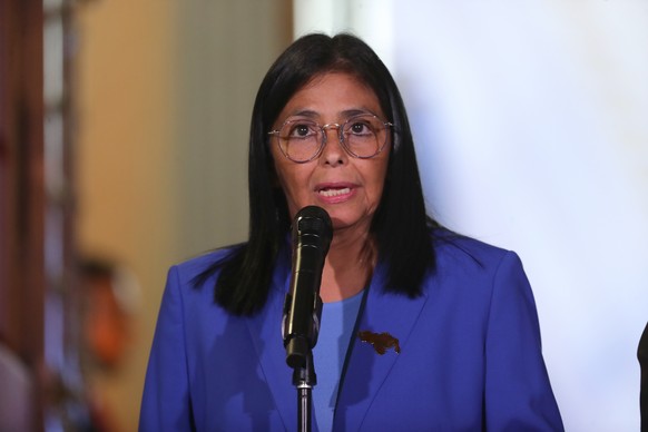 epa12760442 The acting president of Venezuela, Delcy Rodriguez, speaks in Caracas, Venezuela, 19 February 2026. Rodriguez asked Parliament, the program that promotes political dialogue, and the commis ...