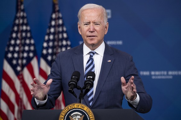 epa09443481 US President Joe Biden delivers remarks on his administration&#039;s response to Hurricane Ida, in the South Court Auditorium of the Eisenhower Executive Officer Building (EEOB) on the Whi ...