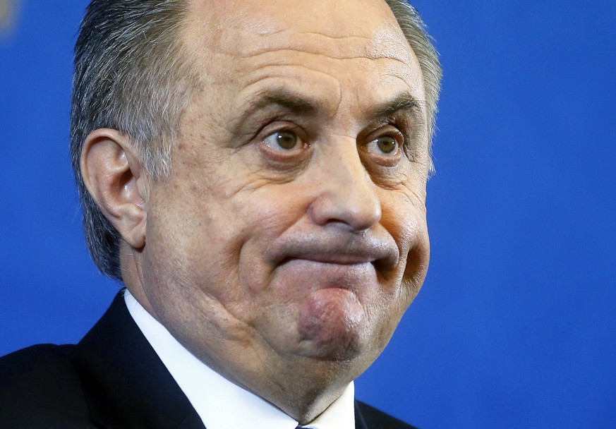 epa06369479 (FILE) - Russia&#039;s deputy prime minister Vitaly Mutko reacts during a press conference before the Final Draw of the FIFA World Cup 2018 at the State Kremlin Palace in Moscow, Russia, 0 ...