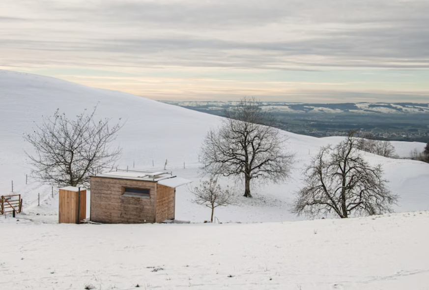 Das Tiny House: Auch im Winter eine Ruheoase.