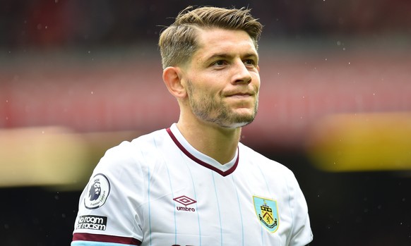 epa09423164 James Tarkowski of Burnley during the English Premier League match between Liverpool and Burnley in Liverpool, Britain, 21 August 2021. EPA/PETER POWELL EDITORIAL USE ONLY. No use with una ...