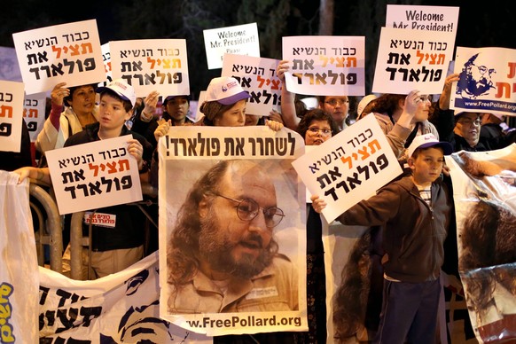 Demonstration in Jerusalem für die Freilassung Pollards im März 2013: Damals gab es Gerüchte über einen Deal zwischen Israel und den USA, der zu Pollards Haftentlassung führen könnte.