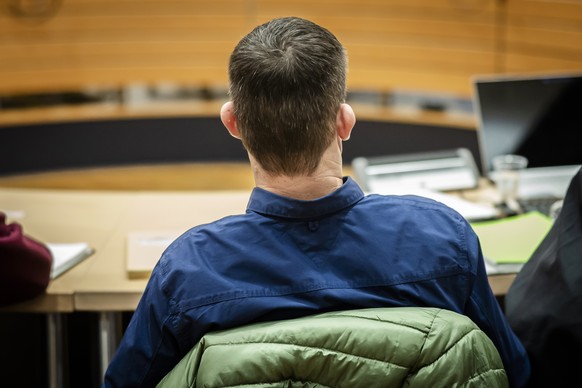 The defendant in the conference room before the hearing in the district court building of the Waldshut-Tiengen Regional Court, on Monday, December 11, 2023 in Waldshut, Germany.  The Public Prosecution Service accuses...