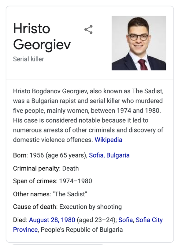 Der Ingenieur aus Zürich wurde von Google unfreiwillig als Serienkiller präsentiert. Verknüpfungsfehler wie dieser können bei der Suchmaschine passieren.