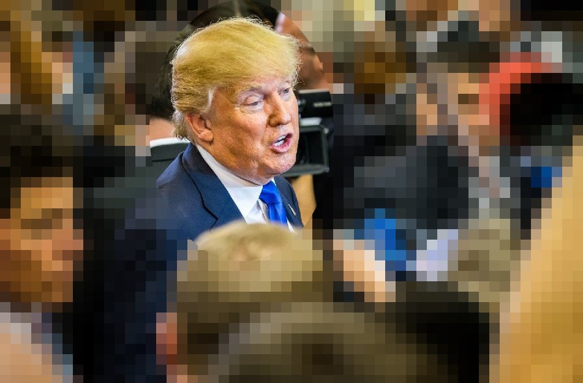 HOUSTON - FEBRUARY 25, 2016: President Donald Trump talks to the media at a public press event following the RNC debate in Houston, Texas.