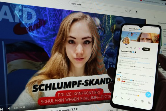 Auf einem Smartphone wurde der X-Account der Webvideoproduzentin Naomi Seibt ge