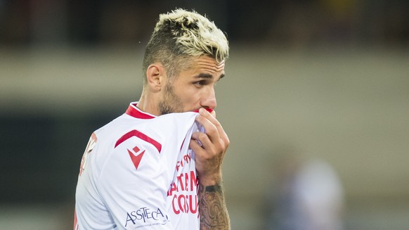 Reaction du milieu valaisan Valon Behrami, lors de la rencontre de football de Super League entre le FC Sion et le FC Basel 1893 ce vendredi 19 juillet 2019 au stade de Tourbillon a Sion. (KEYSTONE/Je ...