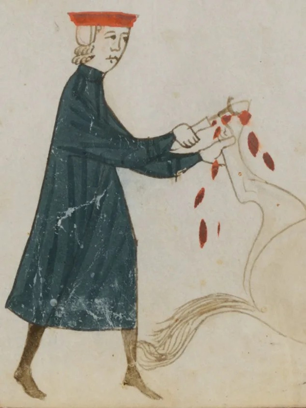 ... und einer Hufbehandlung.
https://recherche.smb.museum/detail/2348444/giordano-rosso-libro-delle-mariscalcie-dei-cavalli--gefesseltes-pferd-das-am-hinterlauf-operiert-wird