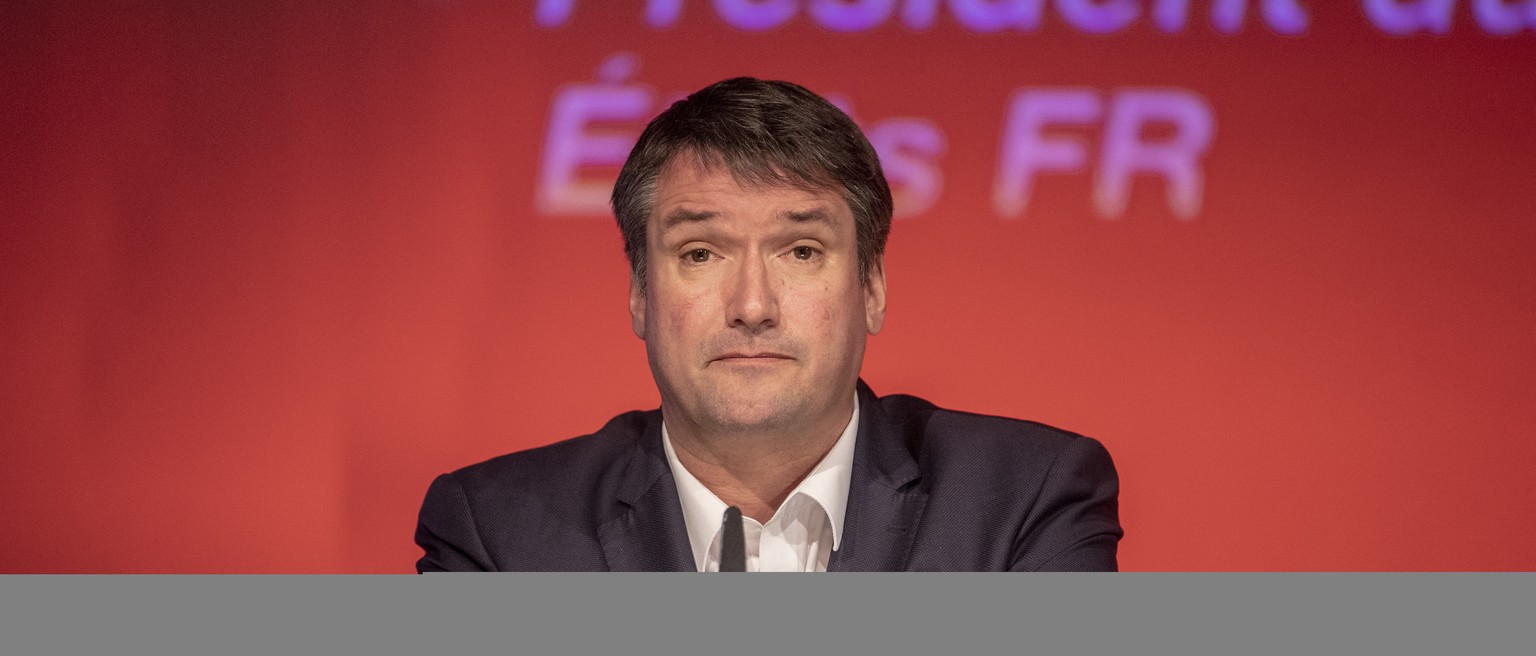 Der Praesident der SP Schweiz, Christian Levrat bei seiner Rede anlaesslich der Delegiertenversammlung der SP Schweiz vom Samstag, 2. Maerz 2019 in Goldau. (KEYSTONE/Urs Flueeler)