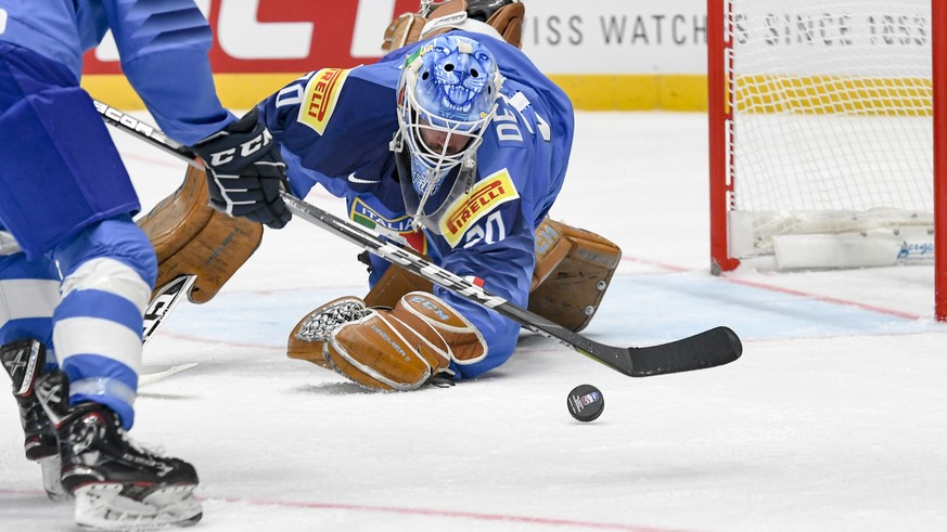 epa07564814 Marco De Filippo Roia of Italy in action during the IIHF World Championship group B ice hockey match between Italy and Sweden at the Ondrej Nepela Arena in Bratislava, Slovakia, 12 May 201 ...